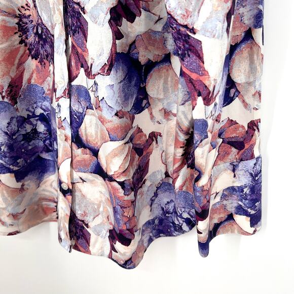 Chicos Chic Stretch No Iron LARGE 2 US 12 Purple Pink Formal Tropical Shirt Top - Picture 6 of 8